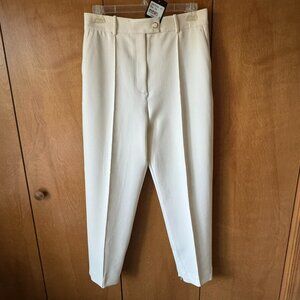 St John High-Rise Pintuck Slim-Leg Zip-Hem Stretch Crepe Suiting Pants